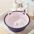 thumbnail image 2 of SLYNSHome Wash Basin Bathroom Accessories Round Heavy-Duty Plastic Wash Basin Cute Bear Washing Basin - Purple, 2 of 7