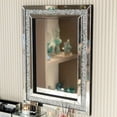 thumbnail image 2 of Crushed Diamond Rectangle Wall Mirror, Silver Sparkling Crystal Inlay Framed Decorative Vanity Mirror, Glam Wall Mount Makeup Mirror for Bathroom Bedroom Living Room Entryway Home Wall Decor, 2 of 8