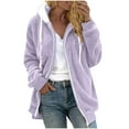 thumbnail image 5 of Ovbmpzd Fleece Fall Jackets for Women 2025 Purple Hooded Casual Zip Up Fuzzy Long Sleeve Warm Jackets Coat for Women XL, 5 of 8