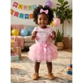 thumbnail image 4 of BemeyourBBs Toddler Baby Girl Birthday Outfits 1st 2nd 3rd 4th Birthday Summer Clothes Letter Embroidery Short Sleeve T Shirt Tops and Tulle Tutu Skirts Set Headband 3Pcs Set, 4 of 9