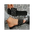 thumbnail image 4 of Women's Fashion Rhinestone Slide Summer Sandals - Square Toe Dressy Slip-On Flat Slippers, 4 of 7