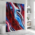 thumbnail image 6 of Red Blue Marble Bathroom Shower Curtains with 12 Hooks Polyester Waterproof Shower Curtain for Stalls and Bathtubs Modern Abstract Art Fluid Marble Decorative Bathroom Privacy Curtain 60x72 Inches, 6 of 8