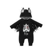 Ehfomius Newborn Baby Girls Boys Halloween Costume Bat Skeleton