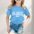 thumbnail image 2 of Razzly Big Girls Short Sleeve T Shirts for Kids, Los Angeles Graphic T Shirts Girls Puff Short Sleeve Shirts Cotton Tshirts Toddler Soft Basic T-Shirts Girls Summer Shirt(Blue 10-11 Years), 2 of 4