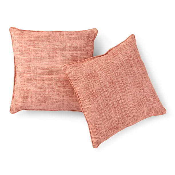 Mainstays Textured Coral 18 in. Throw Pillow Set of 2