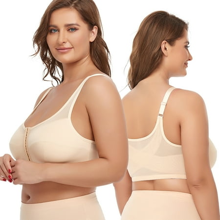 

POP CLOSETS Post Surgery Bra Surgical for Women Plus Size Compression Front Closure Bras Sports Support Bra with Adjustable Straps Wirefree