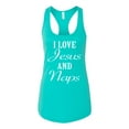 thumbnail image 2 of Wild Bobby I Love Jesus and Naps Inspirational/Christian Women Racerback Tank Top, Tahiti Blue, Large, 2 of 5
