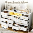 thumbnail image 7 of TROPOW Dressers & Chests of Drawers,Dresser for Bedroom,Power Outlet,55" Tv Stand Large Dresser Wooden with Led Light,Modern Dressers with Deep Drawers,Big Wide Chest of Drawers Storage Dresser,White, 7 of 7