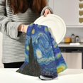 thumbnail image 6 of Naanle Van Gogh The Starry Night Kitchen Towels 1 Pack Dish Cloths Reusable Cleaning Cloths Absorbent Hand Towels Tea Towels Bar Towels Household Fast Drying 28 x 18 in, 6 of 14