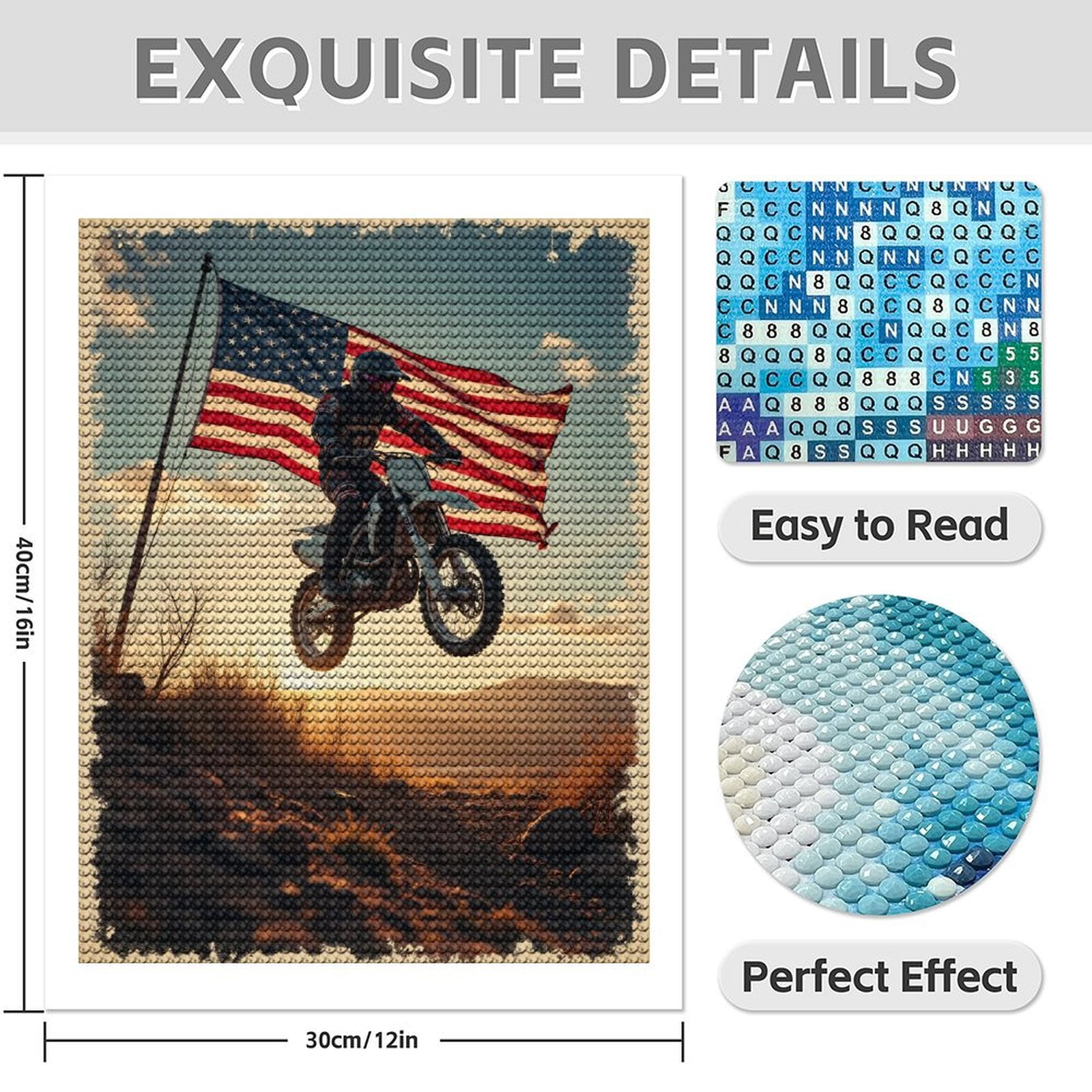 Diamond Art Kit for Adults, Motorcycle Rider Jumping Sunset Diamond Painting for Adults Beginners, DIY Diamond Art Painting Kits, 5D Diamond Painting Crafts for Home Decor 12x16 Frameless