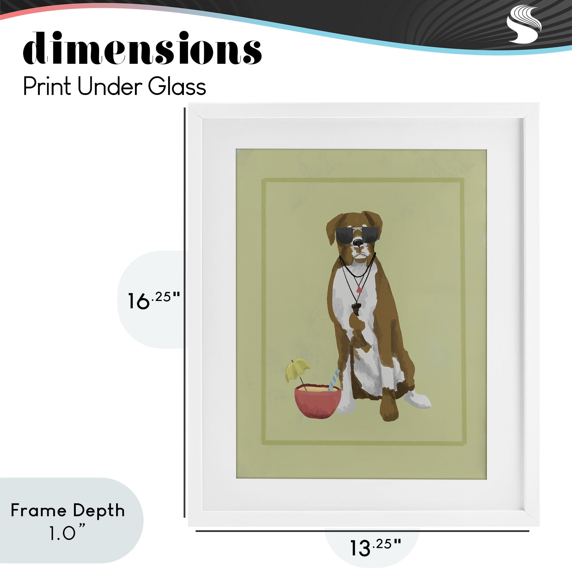Stupell Industries Boxer Beach Day White Framed Print Under Glass, design by Sadie Harper