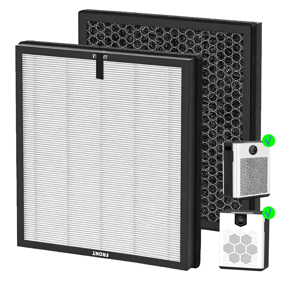 2 pack AP304 Replacement Filter Compatible with AIRFIRE AP304 AP404 Air Purifier, and for DAYETTE, JOWSET, FRESHDEW AP303/ AP304 Air Purifier, H14 HEPA Activated Carbon Filter, white