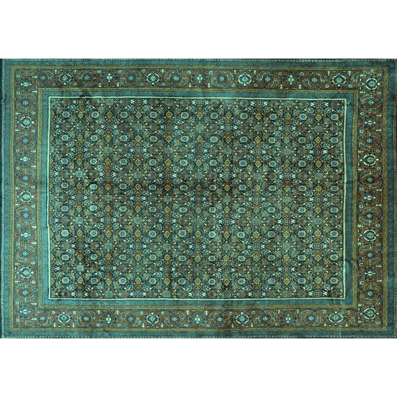Ahgly Company Machine Washable Indoor Rectangle Persian Turquoise Blue Traditional Area Rugs, 5' x 7'