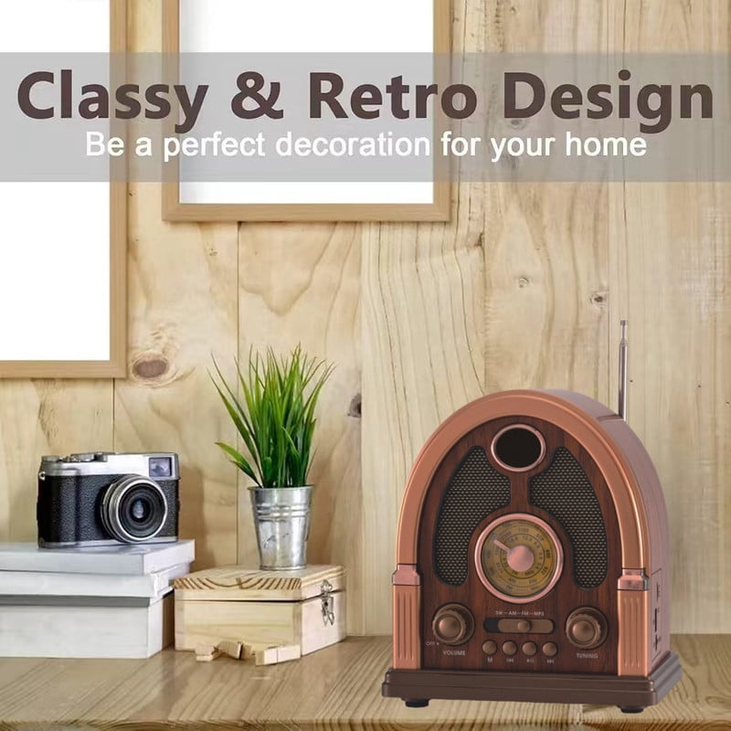 Retro Wireless Bluetooth Speaker, AM/FM/SW Radio Wood Classic Table Radio, Portable Retro Bluetooth Speaker With USB/TF Inputs, Retro Wood Radio for Kitchen Desk Bedroom Office Party Outdoor