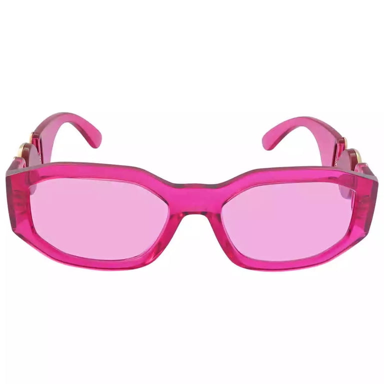 Versace Neon Pink Rectangular Women\'s Sunglasses Versace Unisex Sunglasses Pink Frame, Dark Grey Lenses, 52MM  main image 3
