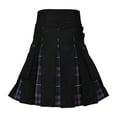 thumbnail image 4 of RUTAYY Women Men's Scottish Festival Fashion Scottish Style Plaid Color Contrasting Pocket Pleated Skirt Solid Color Flowy Swing Pleated Beach Skirts, 4 of 4
