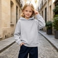 thumbnail image 5 of Likimi Toddler Kids Girls Hoodies Solid Color Hooded Sweatshirt For Girls Long Sleeve Loose Fit Casual Soft Pullover Size 13-14 Years, 5 of 7