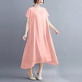 thumbnail image 5 of Zpanxa V-Neck Casual Dress Short Sleeve Solid Color Women's Dress Silky Soft for Work Holiday, 5 of 8