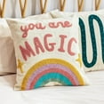 thumbnail image 2 of Fennco Styles Embroidered You are Magic Decorative Cotton Throw Pillow 17" W x 17" L - Colorful Rainbow Cushion for Home, Kids Room, Playroom, Bedroom, Living Room, Nursery, Office Décor, 2 of 8
