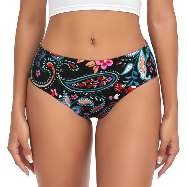 Fotbe Paisley Calzones Estampados para Mujer – Ropa Interior de Algodón, Cómoda, Suave y Elástica-X-Small