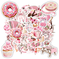35pcs Pastel Animal Stickers Pink Dessert Decals Fantasy Stickers for Luggage Phone Guitar