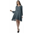 thumbnail image 3 of Moomaya Robe Évasée en Rayonne pour Femmes Manches Longues Imprimée Col en V Décontractée Robe de Plage pour Filles, 3 of 4