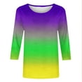 thumbnail image 4 of Mardi Gras Tee Shirts for Women Graphic Funny Graphic Tee Carnival Crew Neck 3/4 Sleeve Shirt New-Orleans Party Fat-Tuesday Tops Festival Outfits 2026, 4 of 6