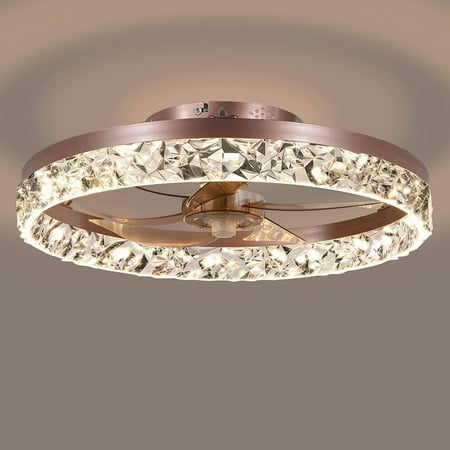 

YYFF Ceiling Fan with Lights Semi Flush Mount Low Profile Fan Light LED Remote Control Dimming 6-level Wind Speed with Hidden s (Copper Gold)