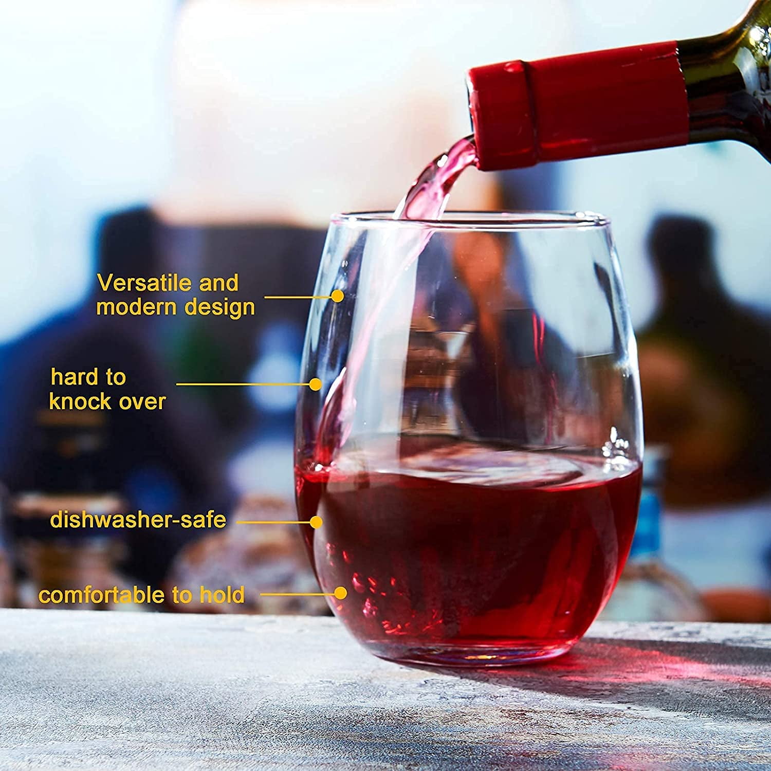 True Shatterproof Wine Glasses, Unbreakable Stemmed Clear  Plastic Cups for Outdoors, Parties, 21 Oz Set of 1: Glassware & Drinkware