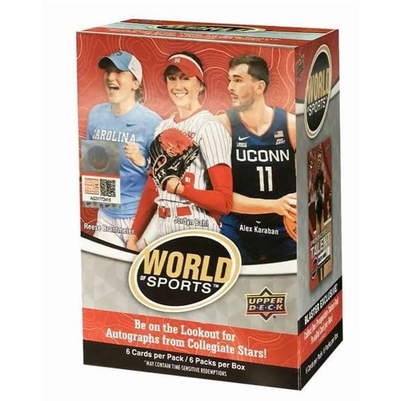 Collectible 2025 Upper Deck World of Sports Blaster Box Volume 1 6-Pack English Sports Trading Card
