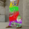 thumbnail image 5 of Xixinqiwan Mardi Gras Women's Wide Leg Pants,Mask Graphic Print Casual Elastic Waist Drawstring Straight Leg Pants Carnival Party Costume, 5 of 5
