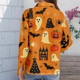 thumbnail image 7 of Halloween Womens Tops Button Down Cute Pumpkin Ghost Bat Womens Blouses Fall Long Sleeve Holiday Tee Top Orange S, 7 of 7