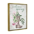 thumbnail image 2 of Welcome Spring Seasonal Rain Boots Flower Arrangement Gold Floating Frame Canvas Art, 17 x 21, Made In USA, 2 of 5