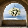 thumbnail image 2 of Artificial Hanging Flowers in Basket for Patio Lawn Garden Decor,12 inch Coconut Lining Hanging Baskets with Artificial Flowers for Home Porch Outdoors Spring Decoration(White), 2 of 6
