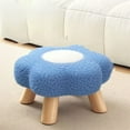 thumbnail image 6 of Flower Stool, Small Round Ottoman with Plush Cushion, Wooden Frame Compact Footrest for Lounge, Dorm Room, Multi-Functional Decor(Blue), 6 of 6