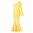 thumbnail image 4 of vastwit Kids Girls One Shoulder Flared Jumpsuit with Sequins Fancy Romper Disco Dance Party Outfit Gold 14, 4 of 6