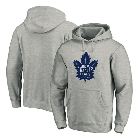 Men's Heather Gray Toronto Maple Leafs Primary Team Logo Fleece Fitted Pullover Hoodie