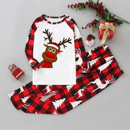 

Christmas Kinds Matching Family Pajamas Sets Christmas PJ s With Print And Plaid Printed Long Sleeve Tee And Bottom Loungewear