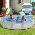 thumbnail image 3 of Costway Round Above Ground Swimming Pool Patio Frame Pool W/ Pool Cover Iron Frame Grey, 3 of 7