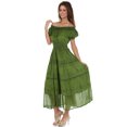 thumbnail image 4 of Sakkas Stonewashed Off Shoulder Crepe Hem Peasant Dress - Green - One Size, 4 of 4