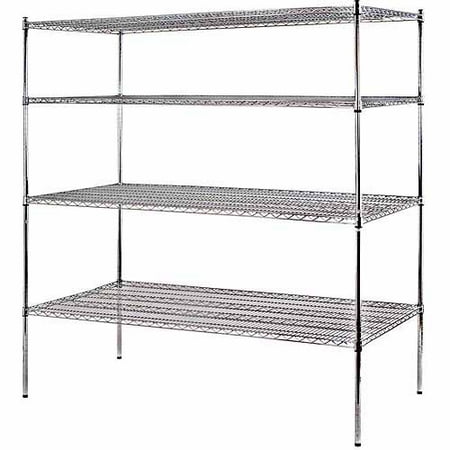 Muscle Rack 4-Shelf 72"W x 74"H x 36"D Heavy Duty Chrome Wire Shelving Unit