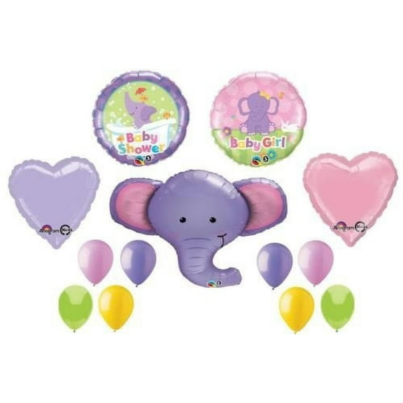 ELEPHANT Ellie Jungle Safari ZOO GIRL Baby Shower Party 13 Mylar & Latex BALLOON
