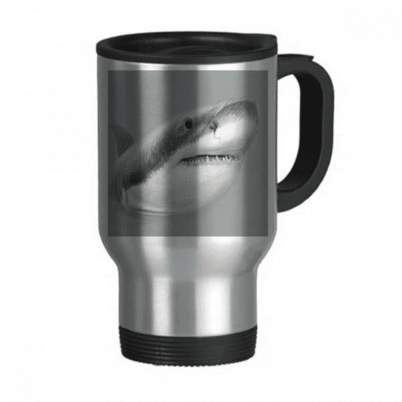 Sharks Roam Ocean Hunt Art Deco Fashion Travel Mug Flip Lid Stainless Steel Cup Car Tumbler Thermos