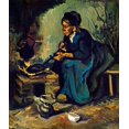 thumbnail image 2 of Van Gogh, Vincent 15x17 Black Ornate Wood Framed with Double Matting Museum Art Print Titled - Peasant Woman Cooking by a Fireplace (1885), 2 of 4