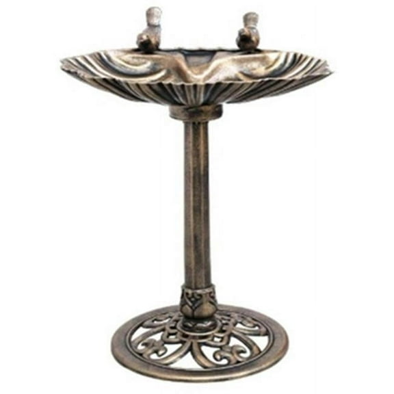 13 Dia. x 30 H in. Bronze Antique Shell Bird Bath