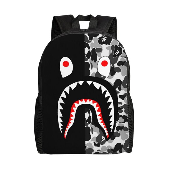 Bape Shark Camo Kids Backpacks School Bag Bookbag Casual Daypack Backpacks For Travel Hiking