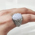 thumbnail image 5 of Blue Lace Agate Mens Ring, Silver Jewelry, 925 Silver Ring, Father's Day, AAA Natural Agate, Birthstone Ring, Heavy Mens Ring, Spiritual Healing Gemstone, Christmas, Plain Mens Ring, 5 of 8