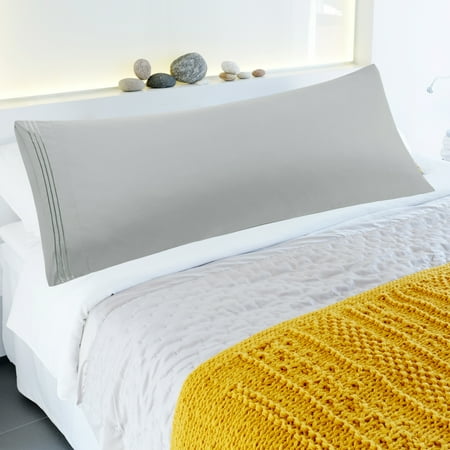PiccoCasa Microfiber Embroidery Envelop Body Pillowcases Light Gray 20 x54