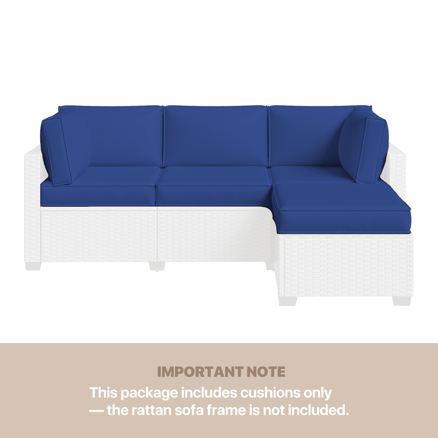 BaPiPro 4-Person Navy Blue Outdoor Sectional Sofa Cushions, Waterproof Polyester Patio Cushions with High-Density Sponge & Side Pillows, No Assembly for Backyard, Balcony, Deck & Poolside