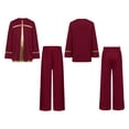 thumbnail image 6 of vastwit Kids Liturgical Praise Dance Outfit Long Sleeve Metallic Pullover Top with Wide Leg Pants Worship Dancewear Burgundy 12, 6 of 7